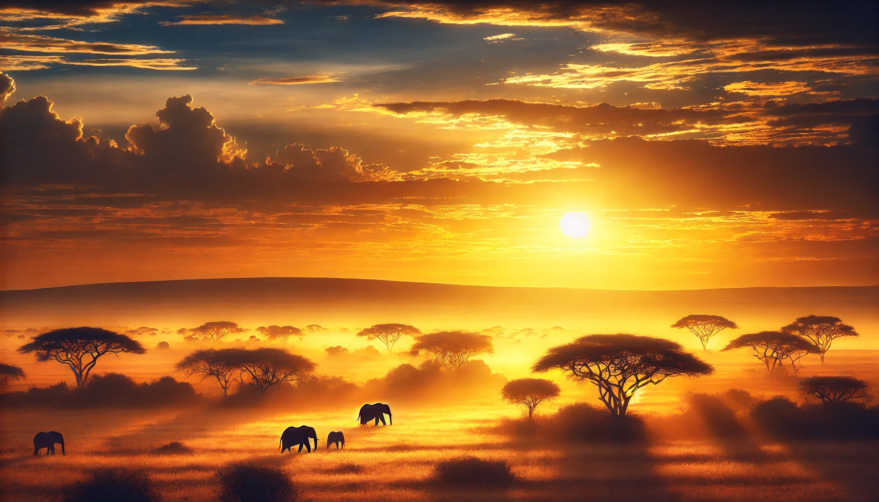 Elephants in the Sunrise